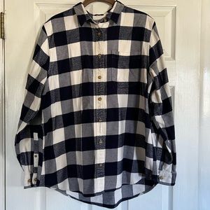 L.L. Bean Organic Cotton Flannel Plaid Top Size M